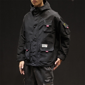 2021春季日系黑墙立体口袋工装夹克连帽外套钱塘6025-jk15-p90图片