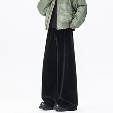 8XL-M加绒美拉德宽松金丝绒阔腿裤垂感拖地裤K993P55加绒65控78，男装卫衣，电商D206-1