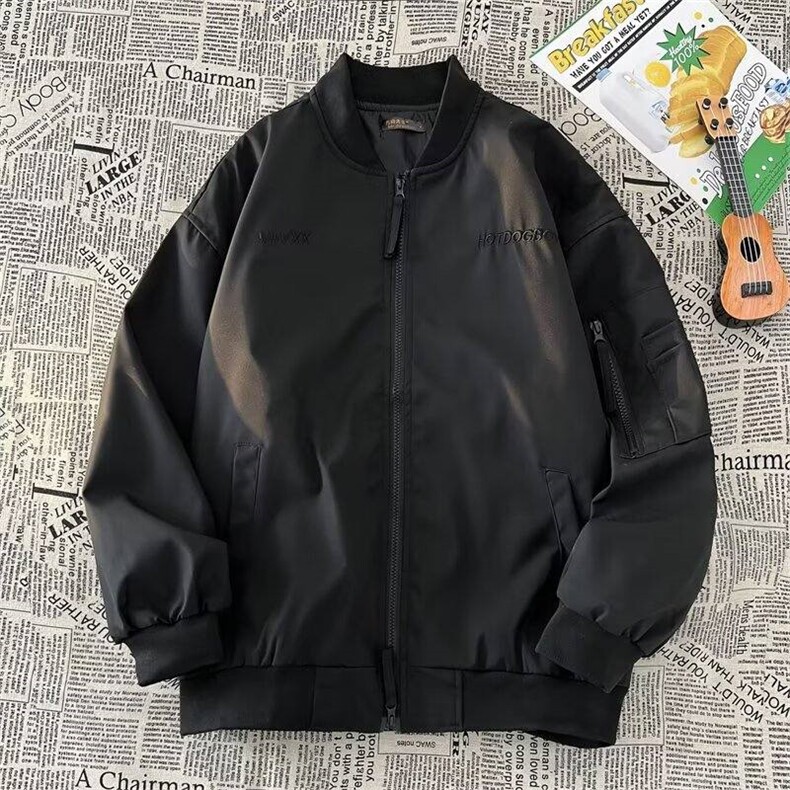 1506-1/JAA281/P55美式教练夹克立领冲锋衣男休闲宽松拉外套图片