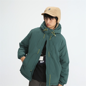 南夏乔装2025冬季新款日系不规则贴补连帽90羽绒服休闲面包羽绒袄图片