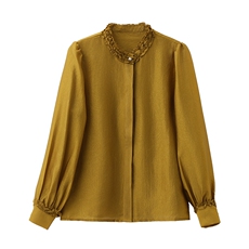 BAO现货2026春季新款时尚气质优雅女高级感减龄显瘦长袖百搭衬衣，女装衬衫，卡杰菲