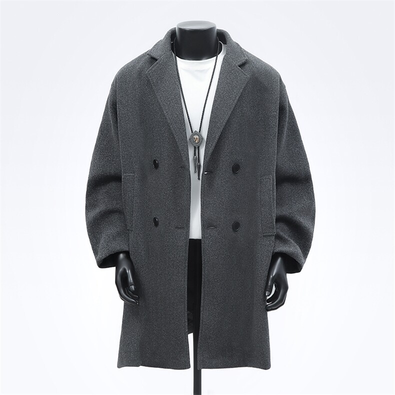 新款呢子大衣男中长款季高端高级感长款风衣外套JK2702P100，男装风衣，电商A128