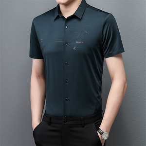 夏季2023新款男士短袖衬衫纯色商务休闲透气免烫无痕衬衣薄款 P50图片