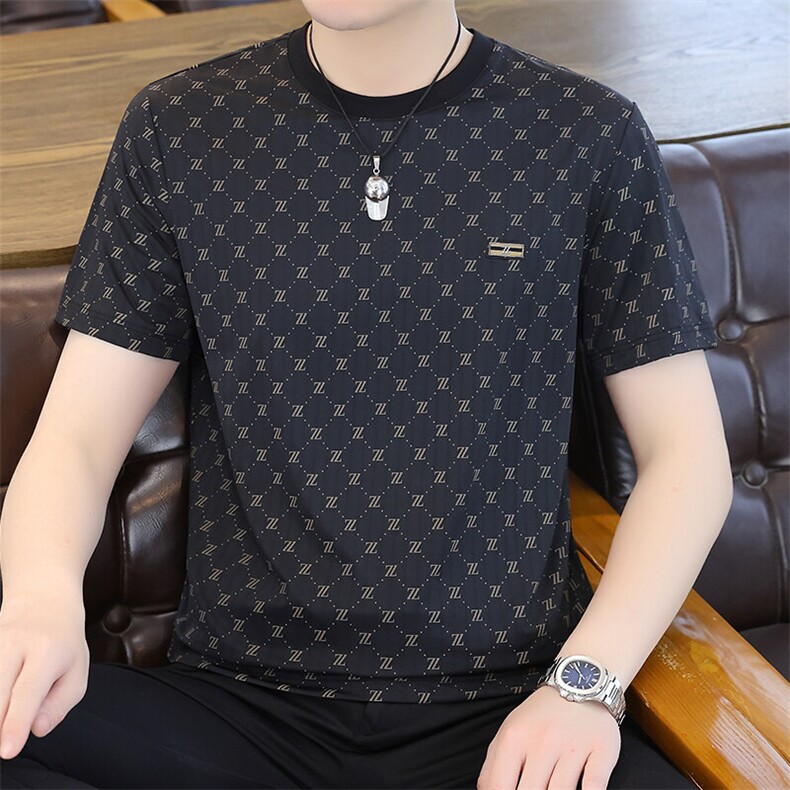 夏季冰丝短袖圆领时尚凉感休闲青年修身短袖T恤上衣XD3763-P30,男装T恤,星座310B-3