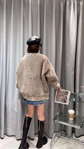牛仔拼接编织貂 全新面料 高级感爆棚图片