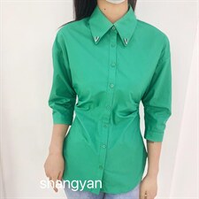 夏季设计感小众褶皱廓形长袖显瘦，其它，尚言