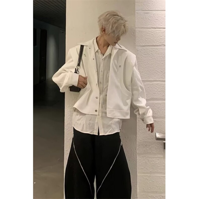 复古垫肩外套男士高级感痞帅春秋季解构小众设计短款夹克J803,男装夹克,星座1116A（原606A-3）