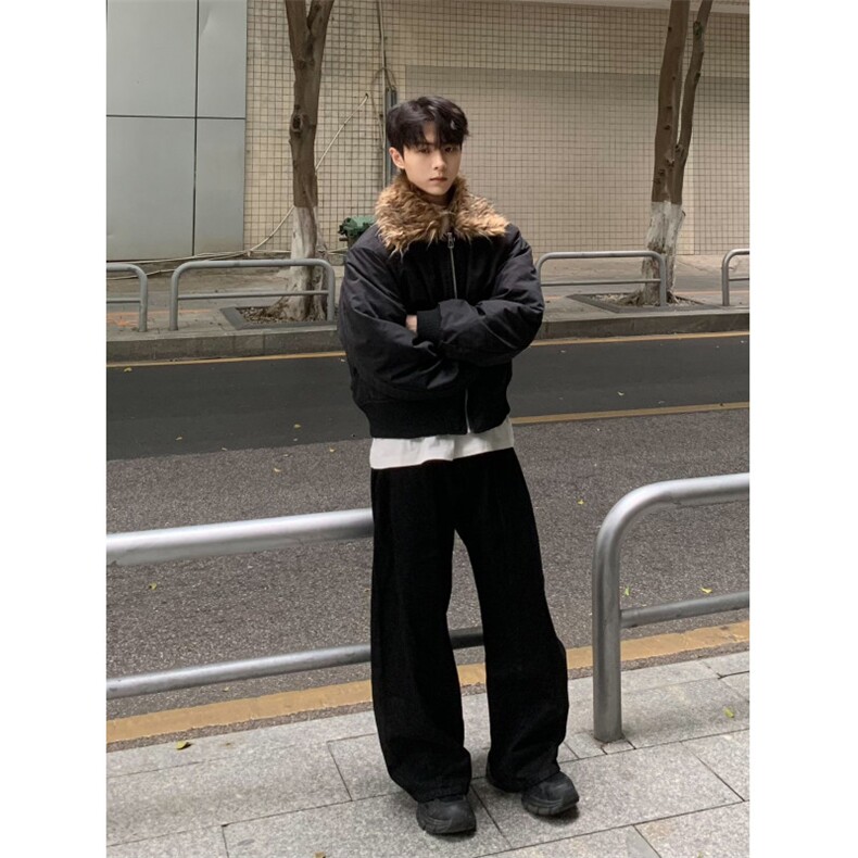 【有货】S476CC-特P98毛领工装棉服男加厚短款飞行夹克外套,男装夹克,星座1007（原301D）