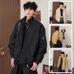JK5018/P65春装新款纯色个性短款设计立领飞行员夹克男潮流外套