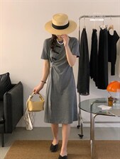 香丽迪2022年夏季新款拼接连衣裙女针织短袖圆领修身高腰，女装连衣裙，香丽迪1