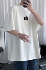 HXY987TP20夏季新款简约潮牌印花短袖T恤男生宽松ins百搭五分袖，男装T恤，电商A102-1