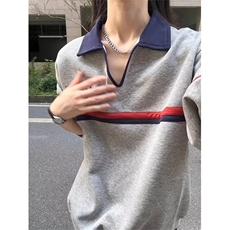 原宿简约百搭慵懒流行时尚日系长袖POLO新款气质文艺ins潮流YT14，男装Polo衫，星座516A