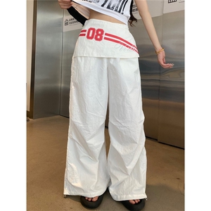 YUXTR 易燃美式街头辣妹叠穿阔腿休闲裤女高级宽松不规则拖地长裤图片