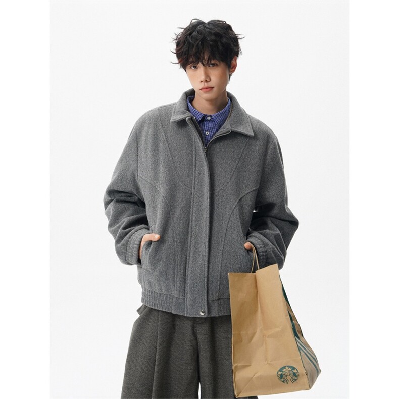 现货秋冬季男士短款加厚毛呢外套韩版潮流夹克上衣812-F672-P118，男装夹克，星座812