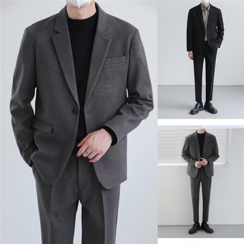 1506/QK150/P75男韩版短款西装毛呢宽松外套图片