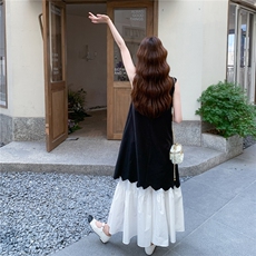 立体花朵背心裙套装女2025夏季新款独特漂亮白色A字半身裙两件套，女装套装/套裙，2C262