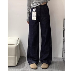 蓝色牛仔裤女秋季胖mm梨形身材宽松高腰显瘦直筒阔腿裤WL5188-P40，男装牛仔裤，星座1008