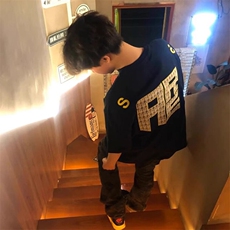 万针全刺绣工艺抖音得物高品质260克重磅纯棉双纱美式高街短袖T恤，男装T恤，电商A486