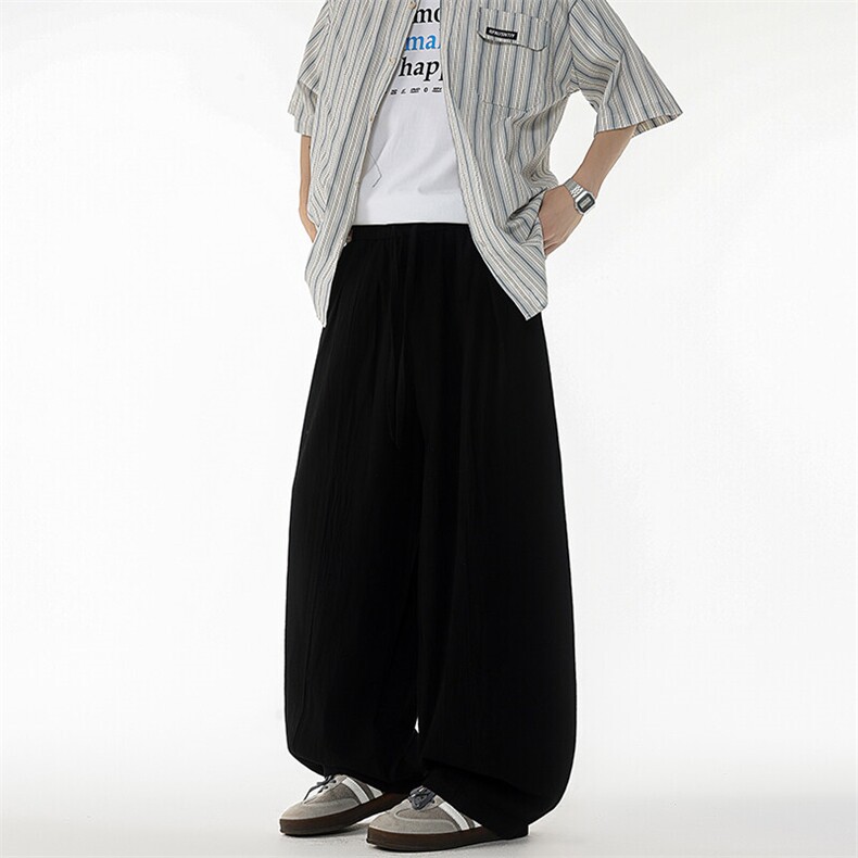 8XL-M亚麻弯刀裤直筒阔腿裤子男夏季宽松大码运动灯笼裤KZ068P60,男装休闲裤,电商B312
