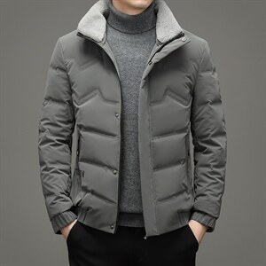冬季脱卸羊毛领休闲羽绒服中年男冬装纯色外套爸爸装XXH1803-P280图片