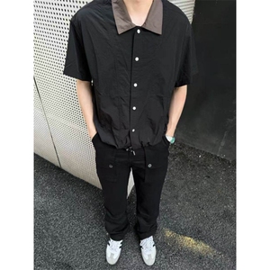 档口现货~夏季工装尼龙速干短袖衬衫拼接领下摆抽绳CT25115批45图片