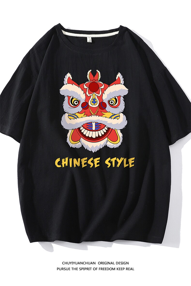 亚麻短袖t恤男大码五分袖男宽松七分袖白底YT26185-P30,男装T恤,电商A040A