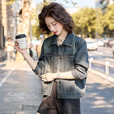现货短款外套2025年女秋季新款时尚百搭牛仔上衣，女装短外套，英标秀（1C119）