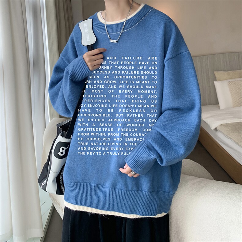 假两件毛衣男大码加绒针织衫男毛线衣M80351-P55 加绒P70图片