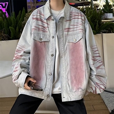 秋款男牛仔夹克衫扎染渐变色宽松休闲外套JK2165P75，男装夹克，星座1013-1