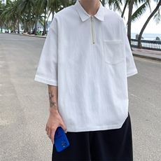 C6025/P35夏款2023新港风纯色弹力衬衣短袖大码宽松衬衫上衣控58，男装衬衫，电商A141