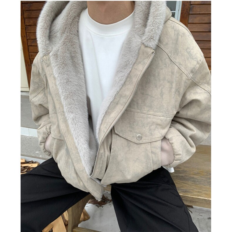 冬季保暖连帽棉服男宽松复古cleanfit大理石座山雕外套M202,男装棉衣,星座1116A（原606A-3）