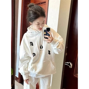 C198-P55 字母印花卫衣 学生秋冬连帽宽松上衣 男女款百搭上衣图片