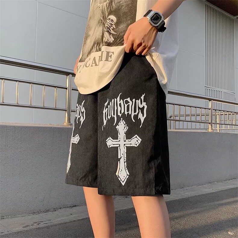 潮流时尚夏季牛仔短裤高街十字架短裤D019P26,男装牛仔裤,星座1116-2