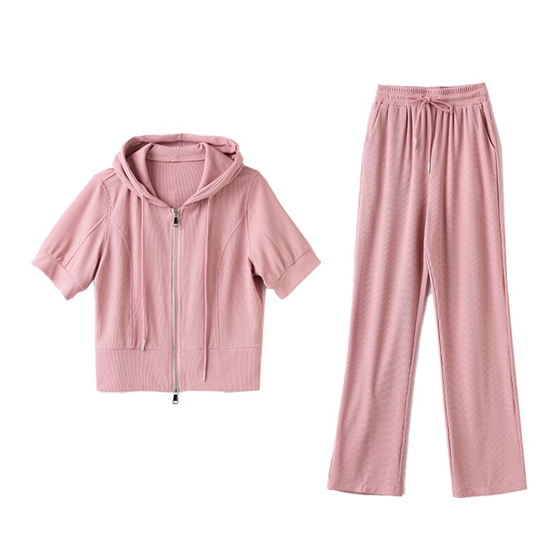 夏季短袖卫衣运动服休闲套装2025新款女小个子两件套时尚炸街减龄,女装套装/套裙,依如秀(原杭风阁)