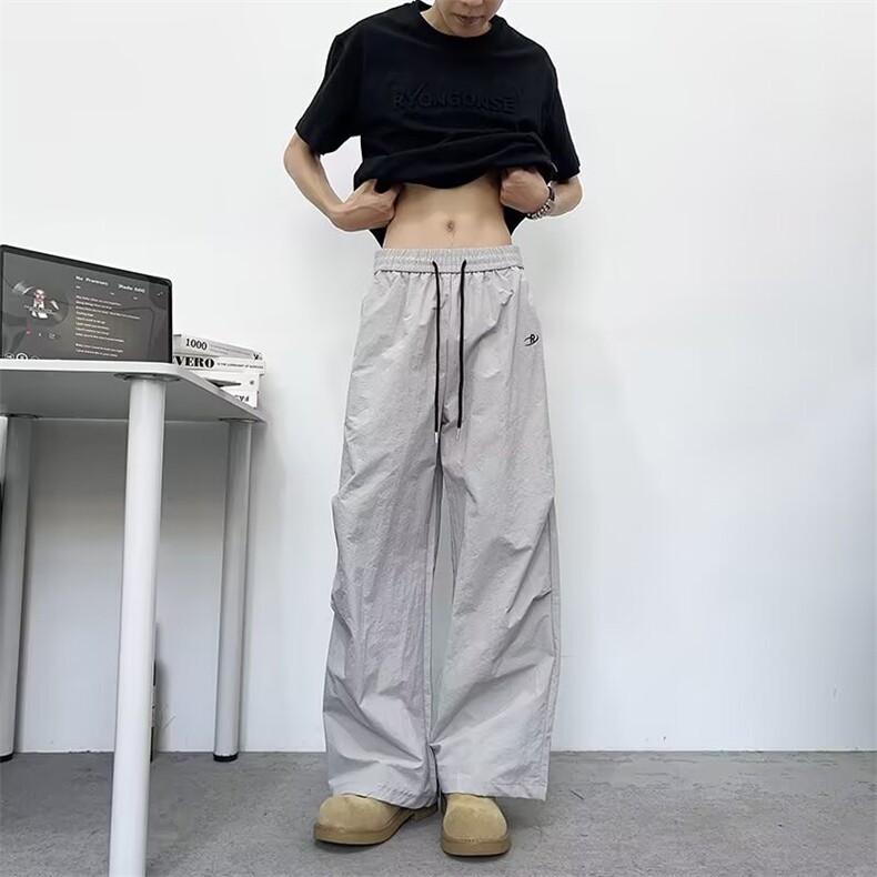 慵懒美式轻薄阔腿运动裤男女2026夏秋流行ins潮流新款K6595-P41，女装休闲裤，星座412-3