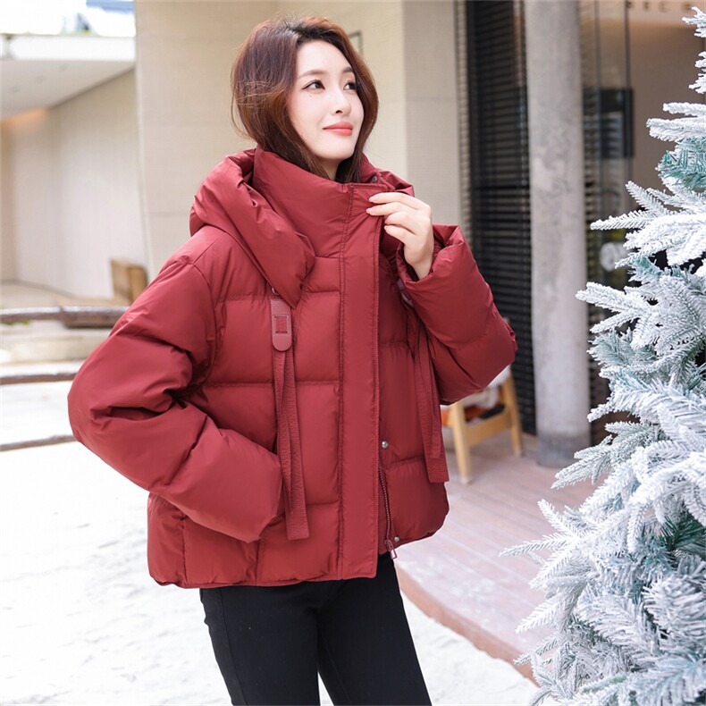 白鸭绒羽绒服女2024年冬季新款短款连帽外套,女装羽绒服,鑫火火