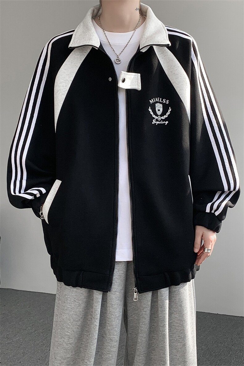 WY10190-特P60420g重磅-高品质-条纹设计感大码保暖卫衣外套男,男装棉衣,电商A059
