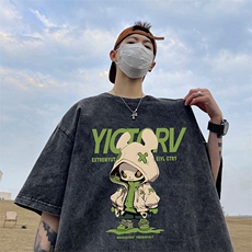 量大优可供抖音视频支持得物品质配合二开美式水洗短袖t恤SX125，男装T恤，电商A486