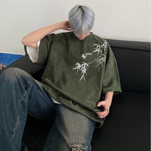 得物抖音直播高品质麂皮绒风印花宽松短袖djp298-特批23控39