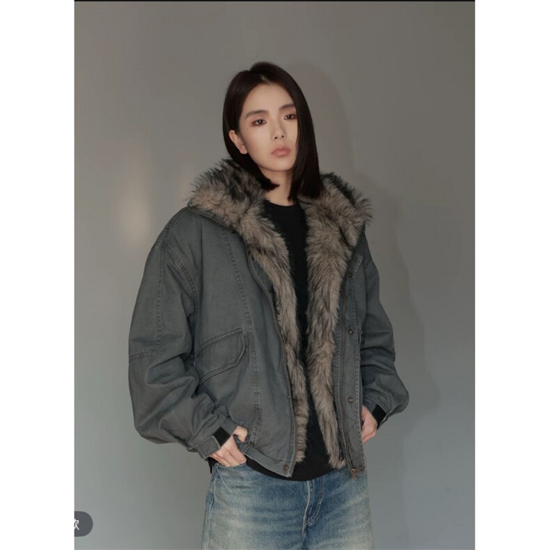 706-1-MY9378-P138现货冬季狼王座山雕可拆卸毛领加厚棉衣外套,男装棉衣,星座706-1