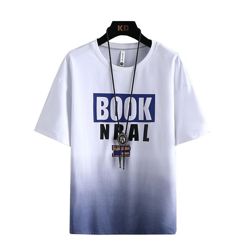 83326-P38短袖t恤男夏季潮牌渐变五分半袖大童宽松衣服青少年体恤,男装T恤,电商D310B