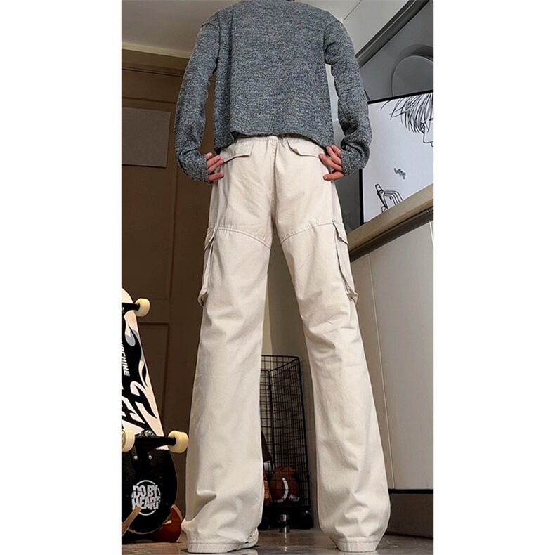 高品质B221美式ins高街宽松微喇水洗休闲裤LK24342-P65控88,男装休闲裤,电商B221