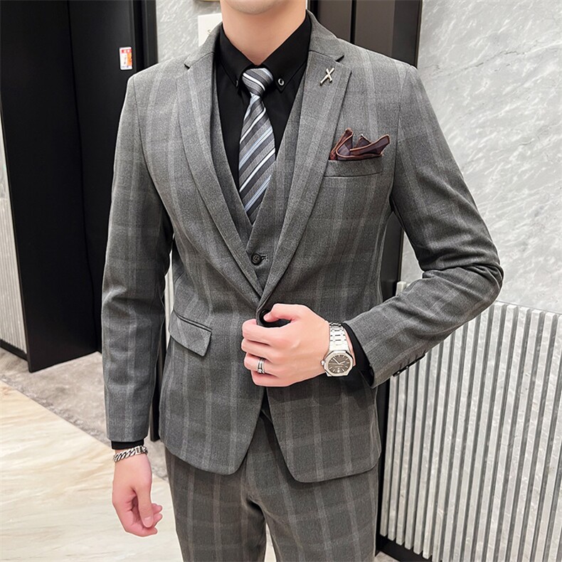 2025新款男士三件套装商务休闲西装2219-P220，男装西服套装，星座311B