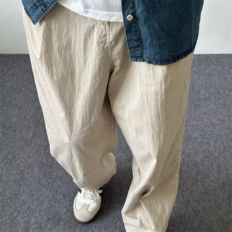 夏季纯色肌理伞兵裤薄款冰丝裤男生宽松简约长裤子夏天男女休闲裤,男装休闲裤,星座506A