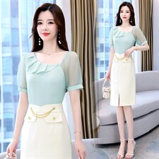 2023年夏季韩版时尚荷叶边压褶拼接衬衣，女装衬衫，时尚俏佳人