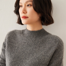 2024秋季新款女士半高领长袖短款套头35%羊绒衫，女装羊绒衫，澳煜绒