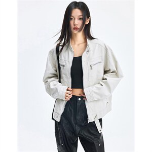 26春装高品质老钱风立领夹克外套男女美式潮牌拉链工装风宽松上衣，男装夹克，电商A486