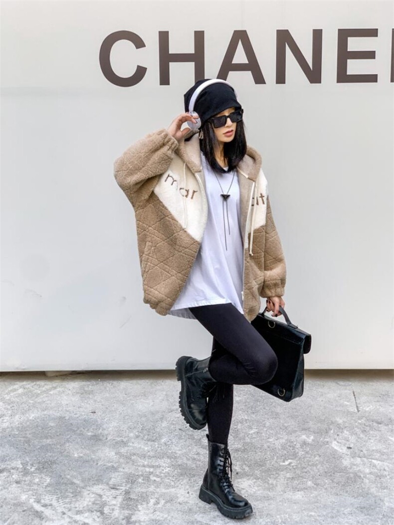 运动型拼色绣字母连帽外套，其它，天使公主