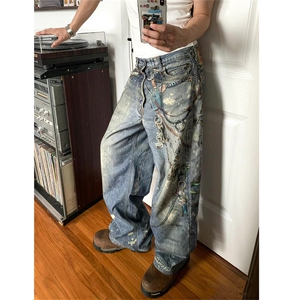 【套图2】903-AK91-特P70【98】S-3XL  印花牛仔裤！2图片