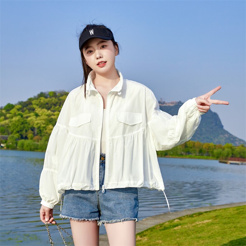 夏季新款长袖百搭时尚短款宽松防晒衣服外套女182-8383P95K148,女装短外套,帛香坊